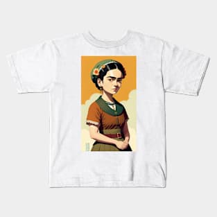 Exploring Frida's Youth: Childhood Illustration Kids T-Shirt